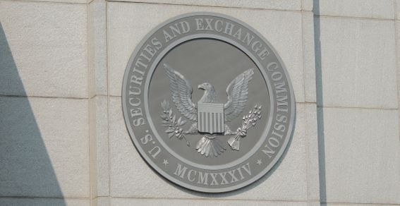 Photo of the SEC logo on a building wall