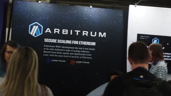 Arbitrum booth at ETHDenver (Danny Nelson/CoinDesk)