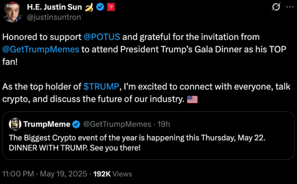 justin-sun-nam-giu-memecoin-trump-tapchibitcoin-1 Justin Sun sẽ tham dự bữa tối của Trump với những người ủng hộ memecoin TRUMP