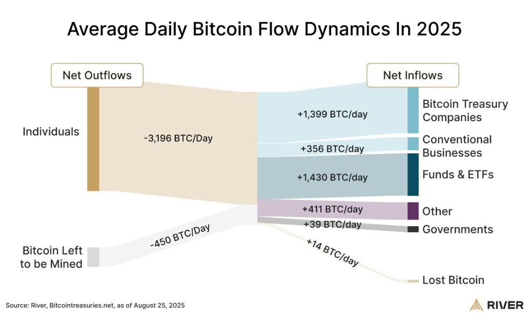 dong-chay-bitcoin-hang-ngay-tapchibitcoin-1 Các doanh nghiệp đang hấp thụ Bitcoin nhanh gấp 4 lần so với tốc độ khai thác