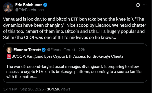 Vanguard cung cấp ETF tiền điện tử cho 50 triệu nhà đầu tư