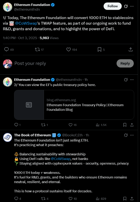 ethereum-foundation-coinphoton-1 Ethereum Foundation bán 1.000 ETH để tài trợ cho hoạt động R&D, tài trợ