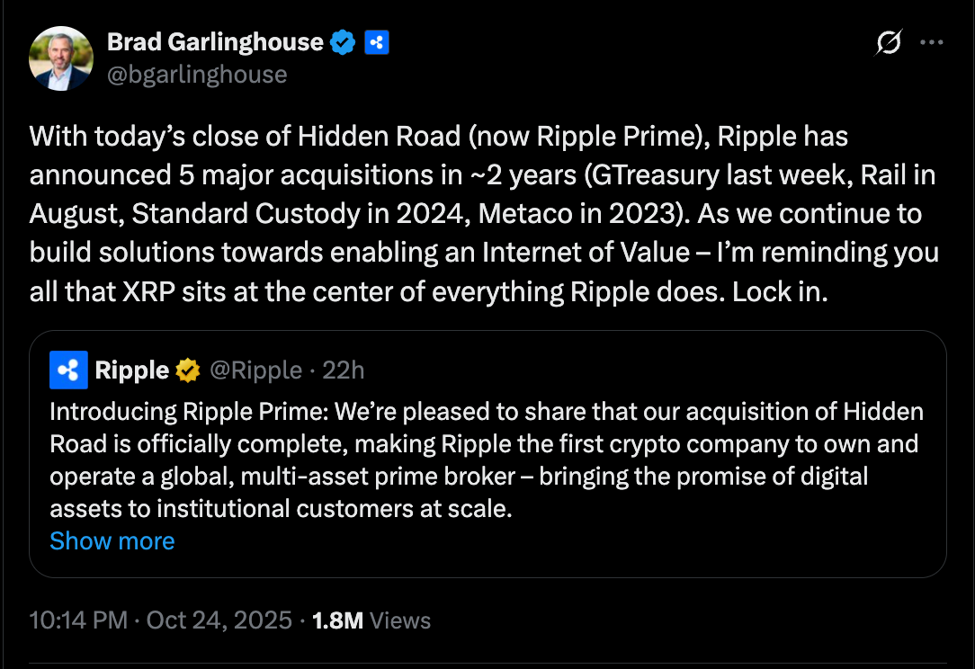 Giá XRP hướng tới 3,45 đô la sau khi CEO Ripple kêu gọi các nhà đầu tư "khóa lại"