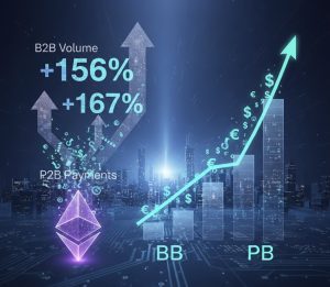 Stablecoin trên Ethereum bùng nổ: B2B tăng 156%, P2B tăng 167%