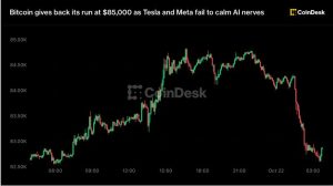 Bitcoin đánh rơi đà tăng tại mốc 85.000 USD khi Tesla và Meta không trấn an được tâm lý lo ngại về AI